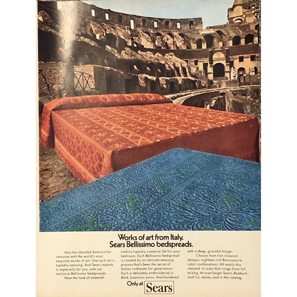 SEARS VINTAGE MID CENTURY BELLISSIMO ITALIAN BROCADE TWIN/FULL BEDSPREAD 78x87" - Picture 15 of 15